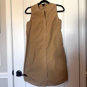 J. Crew Collection Poplin Sleeveless Tan Button-Up XXS Shirt Dress